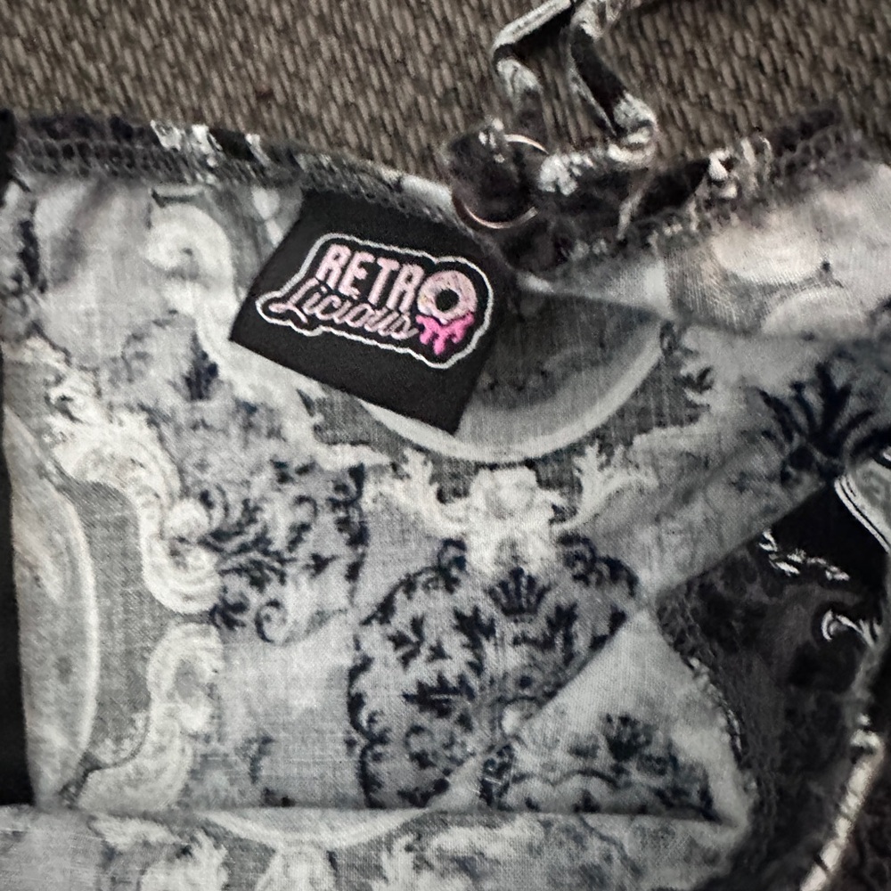 Retrolicious Black and Gray Cat Print Mini Dress Halloween 2X - Picture 2 of 2